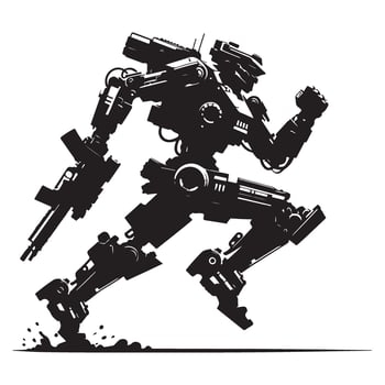Running Robot Silhouette Illustration for Sci Fi Projects vector
