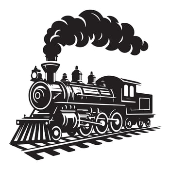 Silhouette Steam Train Locomotive Railroad Transportation Art vector