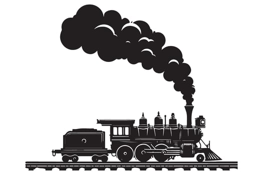 Vintage Steam Train Silhouette Illustration Transportation Locomotive Railway Engine vector