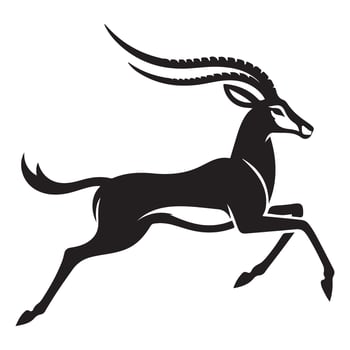 Gazelle Antelope Running Silhouette Wildlife Illustration vector