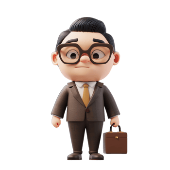 A cartoon man in a suit and tie holding a briefcase png
