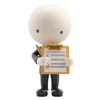 3d man holding clipboard with pen and paper png