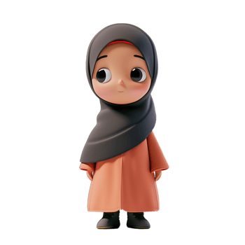 A cartoon muslim girl in a pink dress png