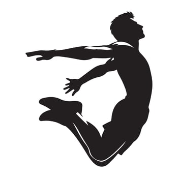 Silhouette illustration of person jumping for joy happiness success design vector