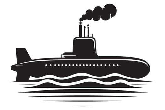 Classic Submarine Silhouette Illustration Naval Vessel Underwater Exploration vector