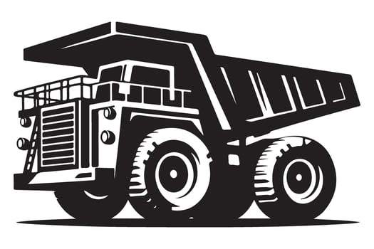 Heavy duty dump truck illustration graphic for construction vector