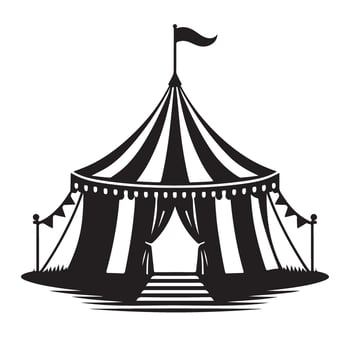 Striking Circus Tent Silhouette Classic Entertainment Icon vector