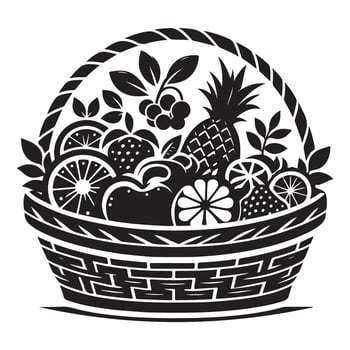 Fruit Basket Illustration Full of Fresh and Healthy Produce Design vector