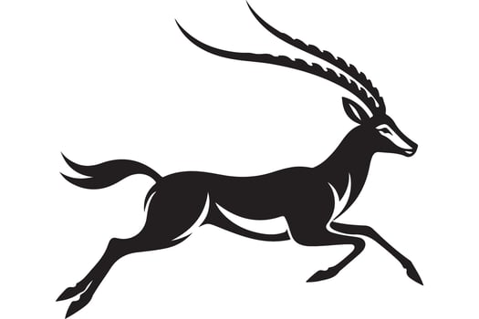 Running impala silhouette wildlife mammal African animal graphic vector