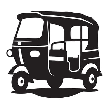 Auto rickshaw urban transportation vehicle illustration silhouette vector