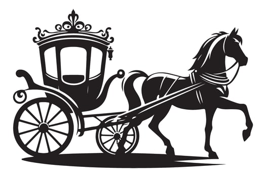 Elegant Horse Drawn Carriage Silhouette Illustration for Transportation Design vector