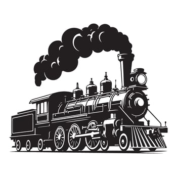 Vintage Steam Train Locomotive Silhouette Illustration Design vector