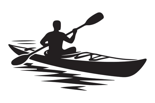 Silhouette Person Kayaking Recreation Water Sport Adventure Relaxation Outdoor vector
