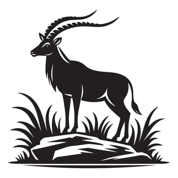 Majestic Sable Antelope Illustration Standing Tall in Natural Habitat vector
