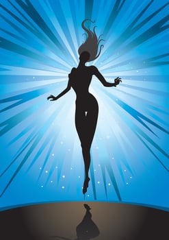 Power Up Human Body, Female Silhouette vector