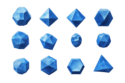 A set of blue diamond shapes on a black background png