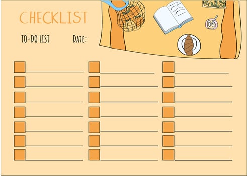 Checklist template with picnic graphic elements. Planner for daily and weekly organizing. vector