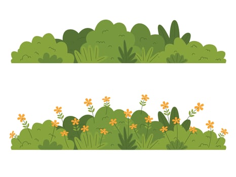 Shrubs during flowering and non flowering seasons, green bush blossom vector