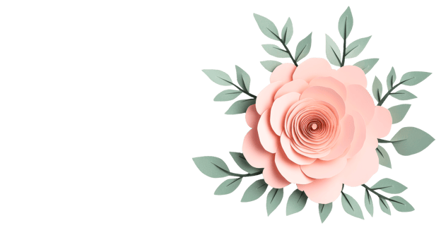Elegant paper flower arrangement, soft pink and green, cut out transparent png