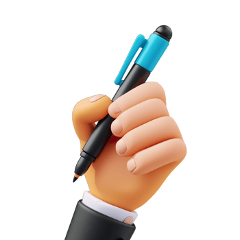 A hand holding a pen and writing on a black background png