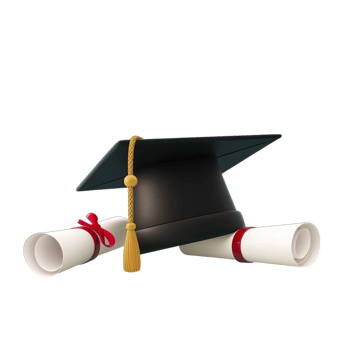 Graduation cap and diploma on black background png