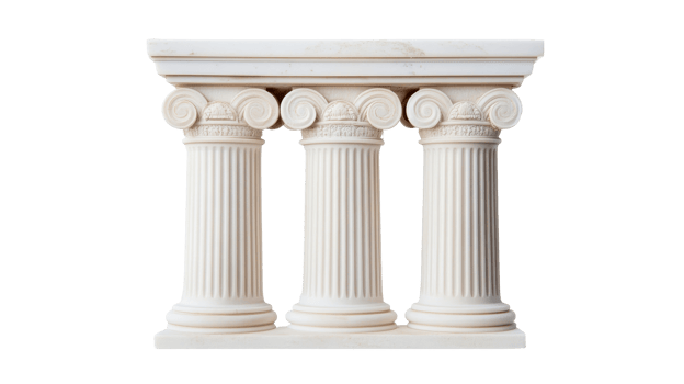 Ancient marble Ionic columns architectural element, cut out transparent png