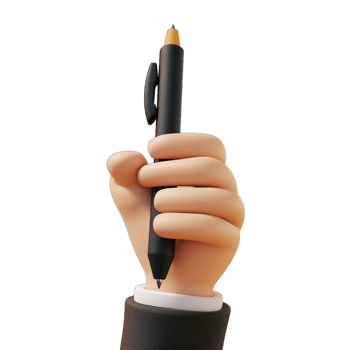 A hand holding a pen with a black tip png