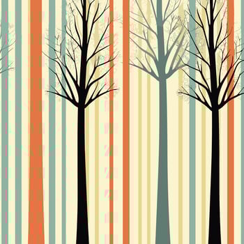 A striped background with trees and stripes vector