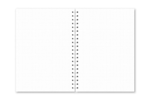 realistic opened notebook cover. Vertical white metallic white spiral bound blank notebook, copybook, brochure, menu. Template mock up of organizer or diary isolated. vector