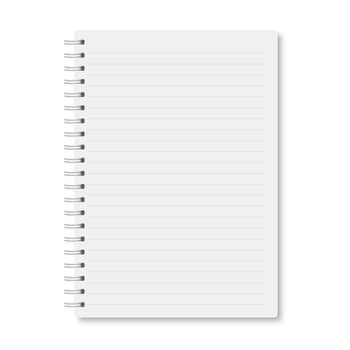 White realistic horizontal lined a5 notebook vector