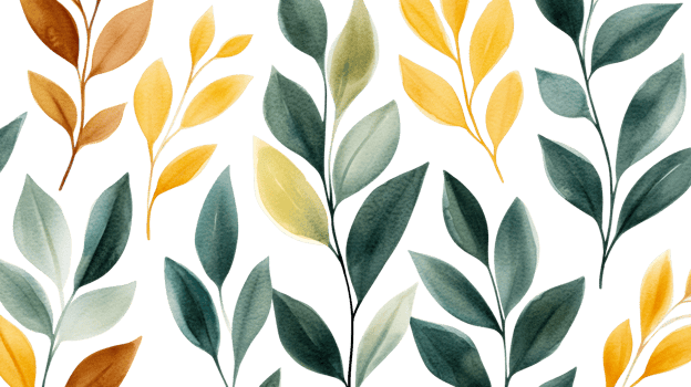 Watercolor leaves painting on black background backdrop, cut out transparent png