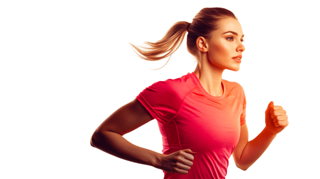 Woman running, jogging, sports, workout, fitness, ponytail, active lifestyle, cut out transparent png