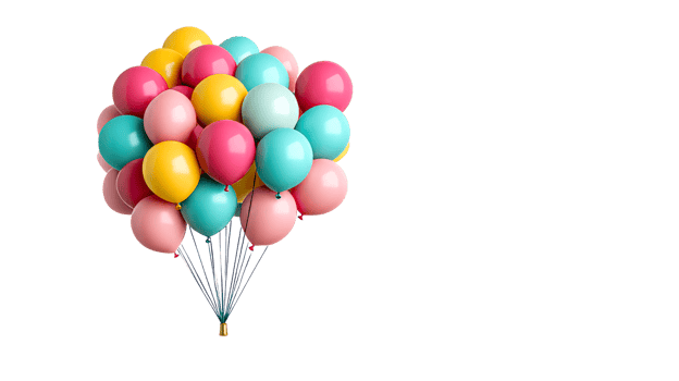 Bunch of colorful balloons for celebration, party, cut out transparent png