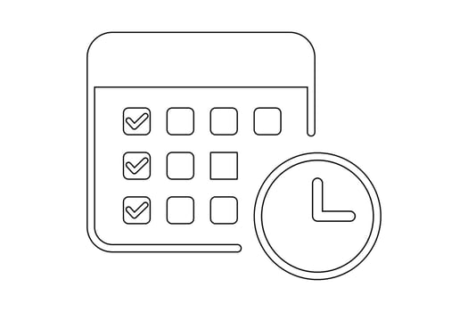 Clock and Calendar Graphic Icon, calendar icon, time management, schedule icon, event planner vector