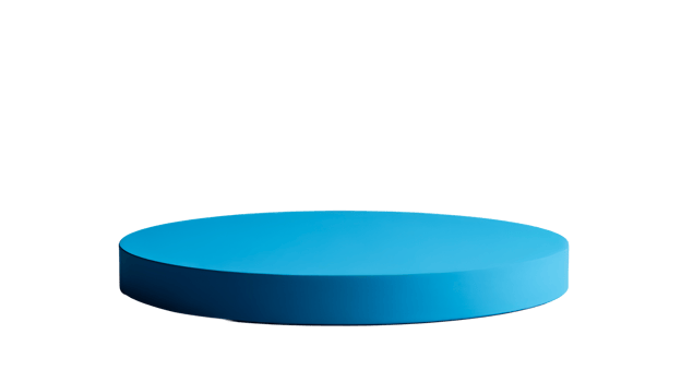 Minimalist cyan podium for product display, cut out transparent png