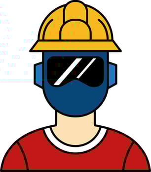 icon of The welder is wearing a protective mask vector