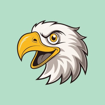 Vibrant Cartoon Bald Eagle Head Illustration on Light Green Background for Wildlife vector