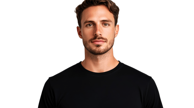 Portrait of Handsome Man with Beard and Brown Hair, cut out transparent png