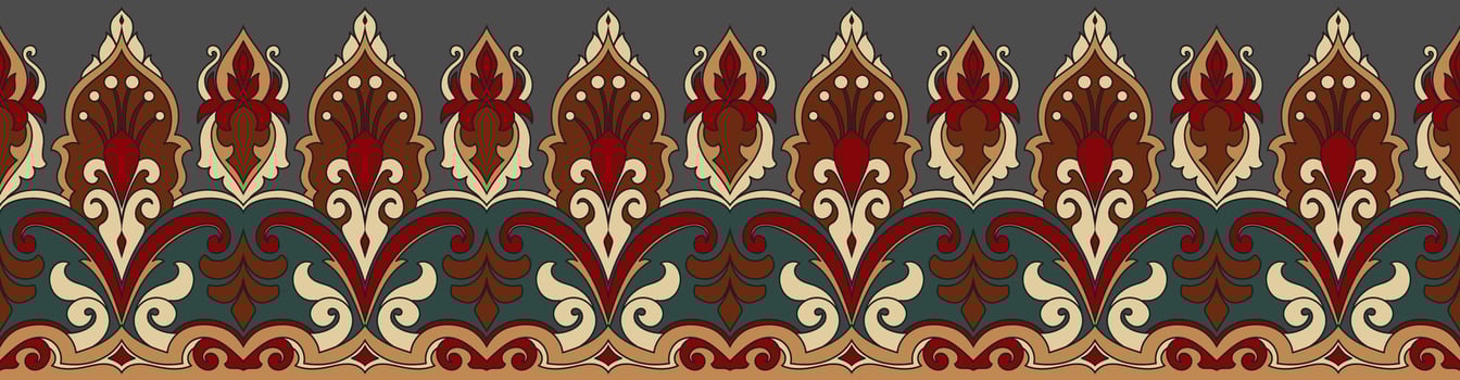 Carpet-style border with vintage aesthetics and seamless pattern flow vector