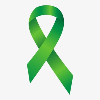 Green ribbon awareness Mental health, Adrenal Cancer, Bipolar Disorder, Eye Cancer, Glaucoma, Infantile Scoliosis. Isolated on white background. vector