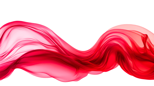 Red fabric flowing in a dynamic shape, smooth silk texture, cut out transparent png