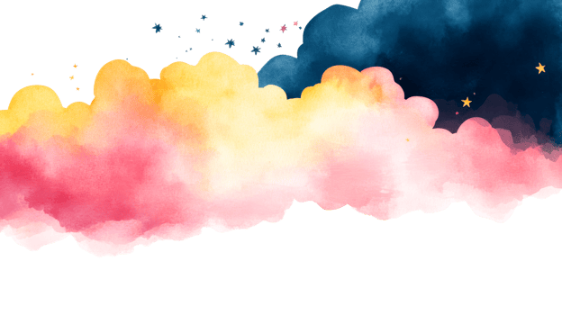 Watercolor Clouds with Stars - Artistic Sky Illustration, cut out transparent png