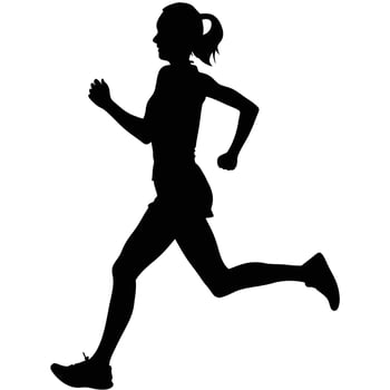 Black Silhouette Of A Woman Running Fast Sport Fitness And Healthy Lifestyle vector