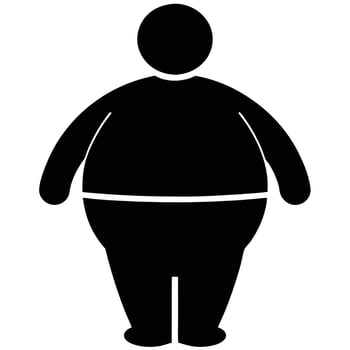 Overweight Person Icon Black Silhouette Weight Management Health Issues vector