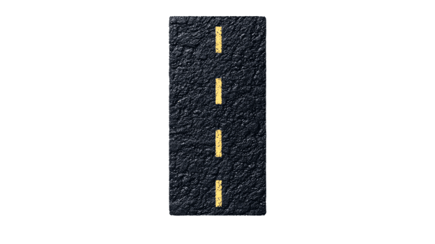 Asphalt road texture with lines, cut out transparent png