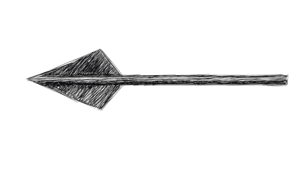Hand drawn arrow points left in sketchy design , cut out transparent png