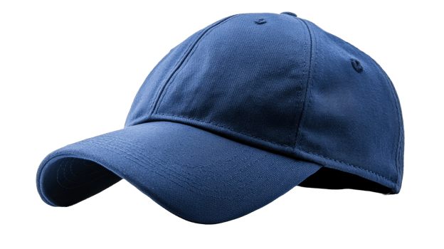 Blue baseball cap detailed studio shot, cut out transparent png