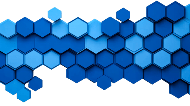 Abstract blue layered hexagon background, cut out transparent png