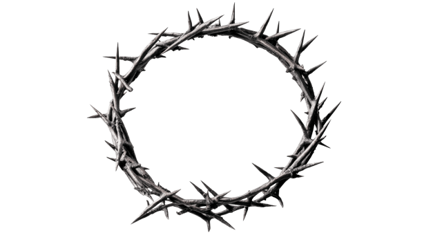 Crown of thorns, religious symbol in detail, dark background, cut out transparent png