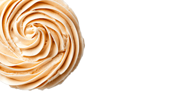 Swirl beige cream frosting, isolated closeup, cut out transparent png
